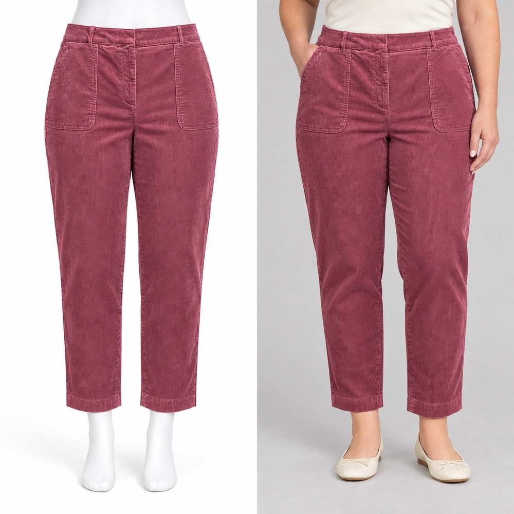 Talbots Corduroy Pants Women 16P Berry Pink Straight Leg High Rise Preppy Retro